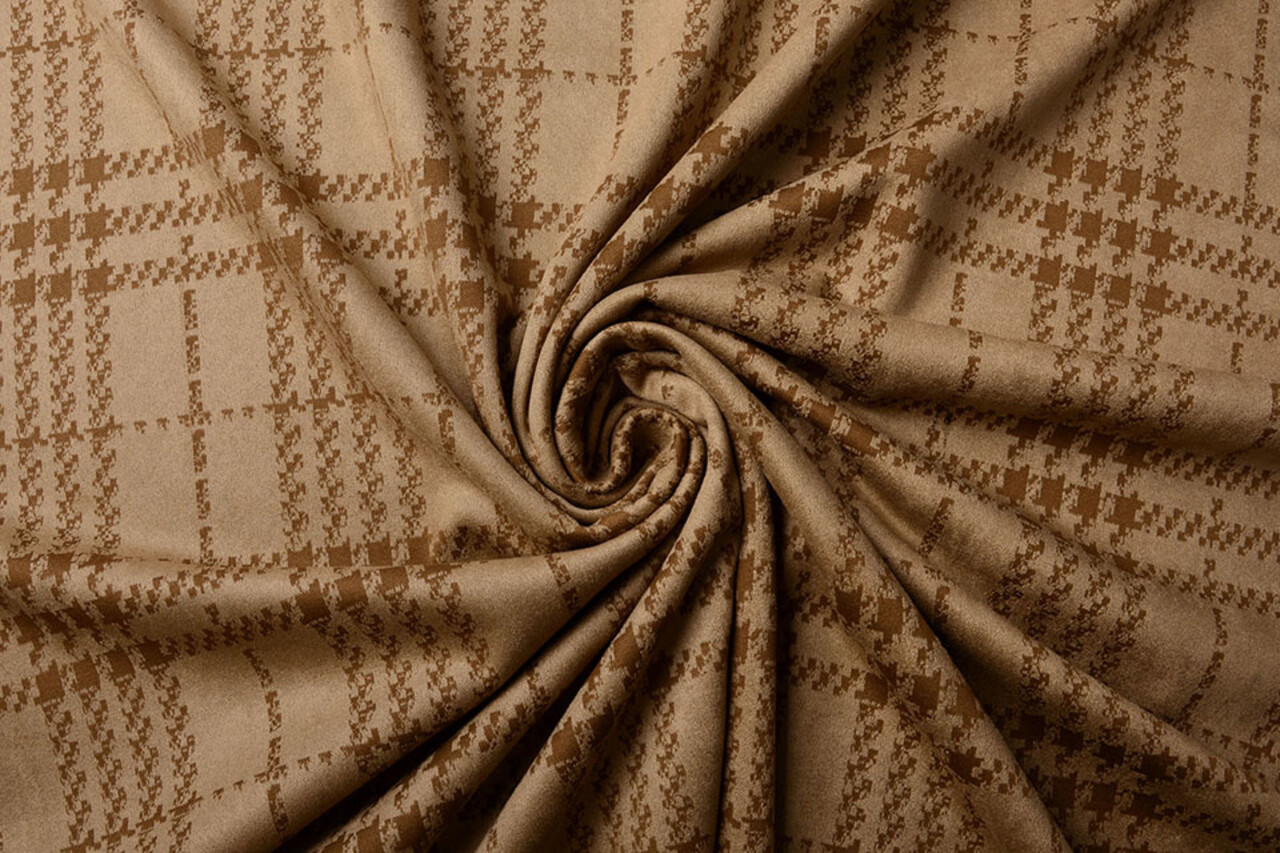 Scuba Suede Thick Jacquard Ruit Camel