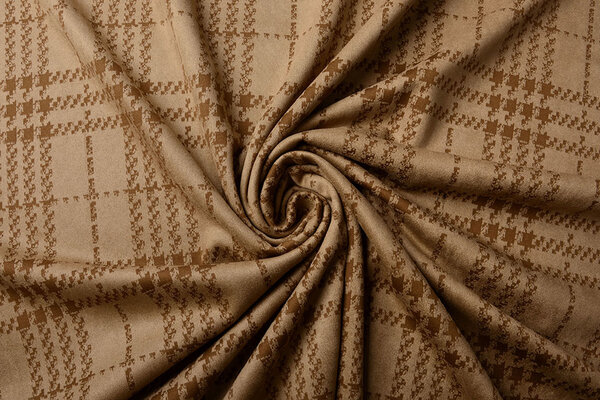 Scuba Suede Thick Jacquard Checkered Camel