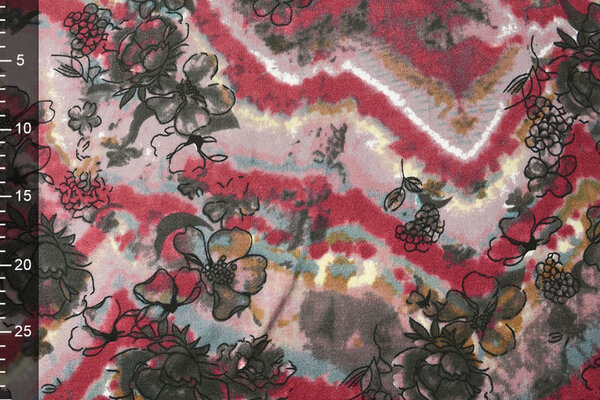 Jersey Stoff Tie Dye Blumen Rot