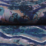 Jersey Stoff Tie Dye Blumen Blau