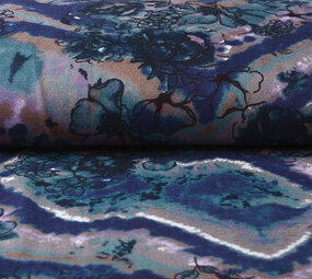 Jersey Stof Tie Dye Bloemen Blauw Jersey Stof Tie Dye Bloemen Blauw