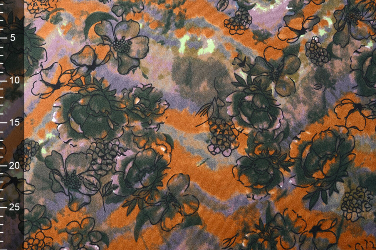 Jersey Stof Tie Dye Bloemen Multi
