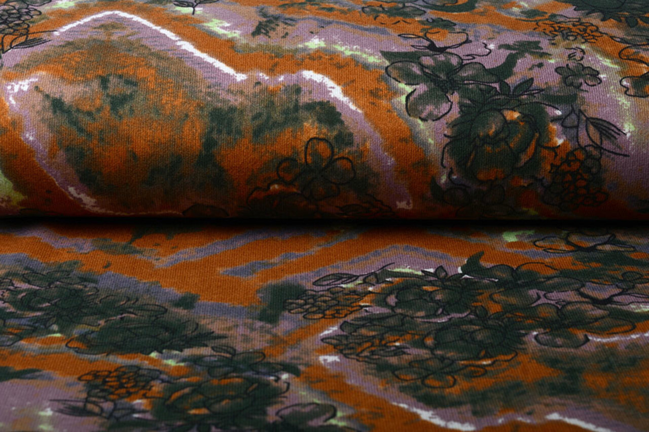 Jersey Fabric Tie Dye Flowers Multi