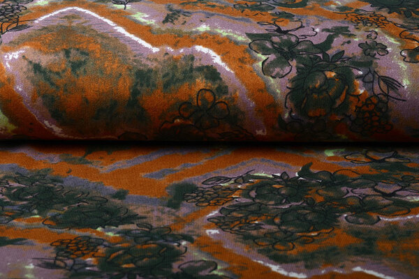 Jersey Fabric Tie Dye Flowers Multi