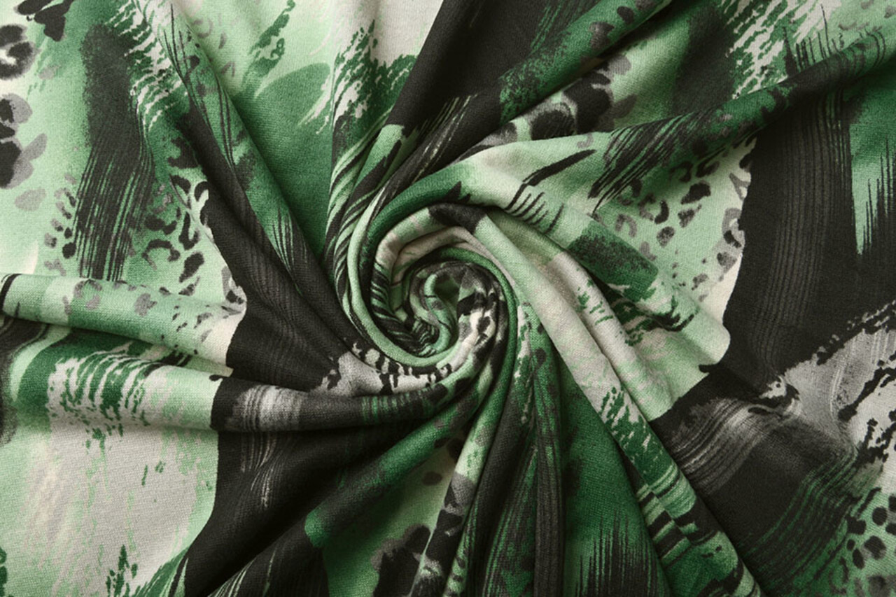 Jersey Stof Panter Swipes Groen Jersey Stof Panter Swipes Groen