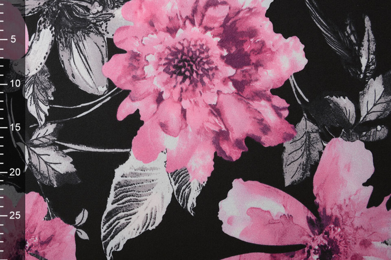 Jersey Fabric Aquarel Flowers Pink