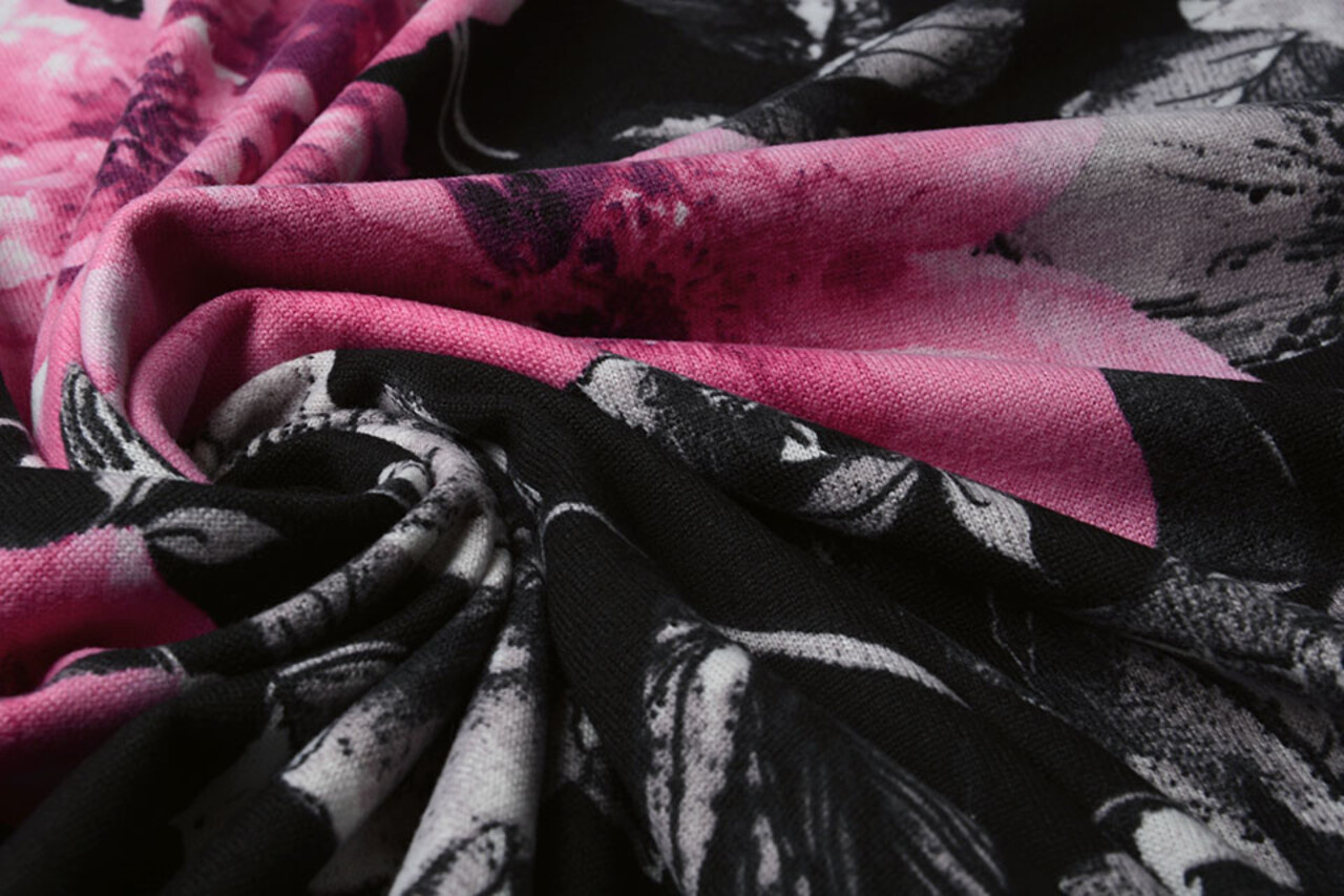 Jersey Tissu Aquarel Fleurs Rose