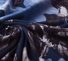 Jersey Fabric Aquarel Flowers Blue