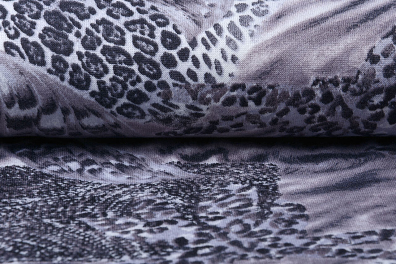 Jersey Fabric Panther Wings Grey