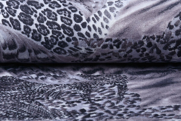 Jersey Fabric Panther Wings Grey