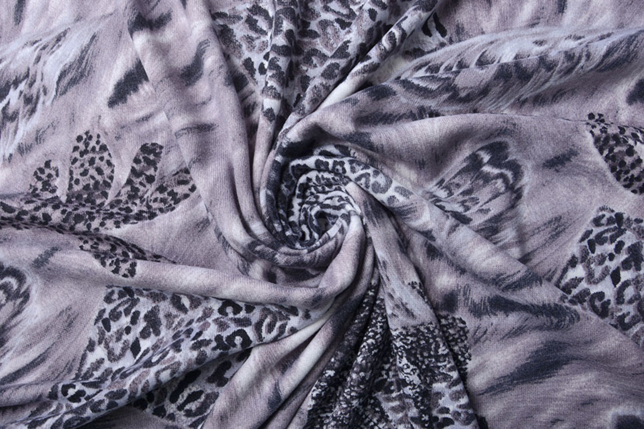 Jersey Fabric Panther Wings Grey