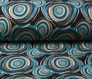 Jersey Fabric  Circles Blue