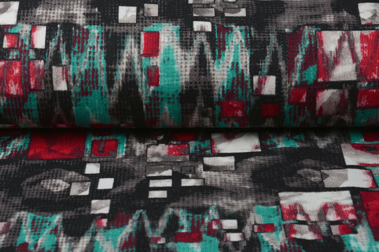 Jersey Tessuto Squares Multicolore Jersey Tessuto Squares Multicolore