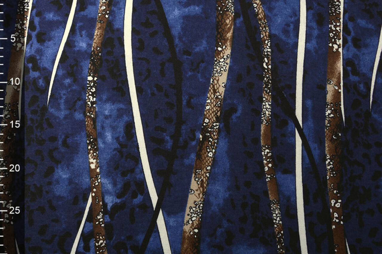 Jersey Stof Panter Strepen Blauw
