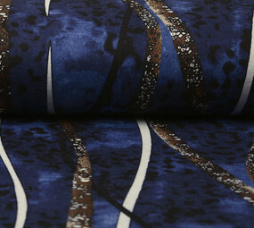 Jersey Stof Panter Strepen Blauw Jersey Stof Panter Strepen Blauw