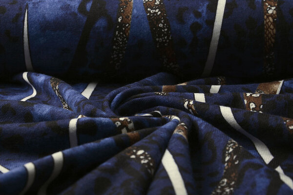 Jersey Fabric Panther Stripes Blue