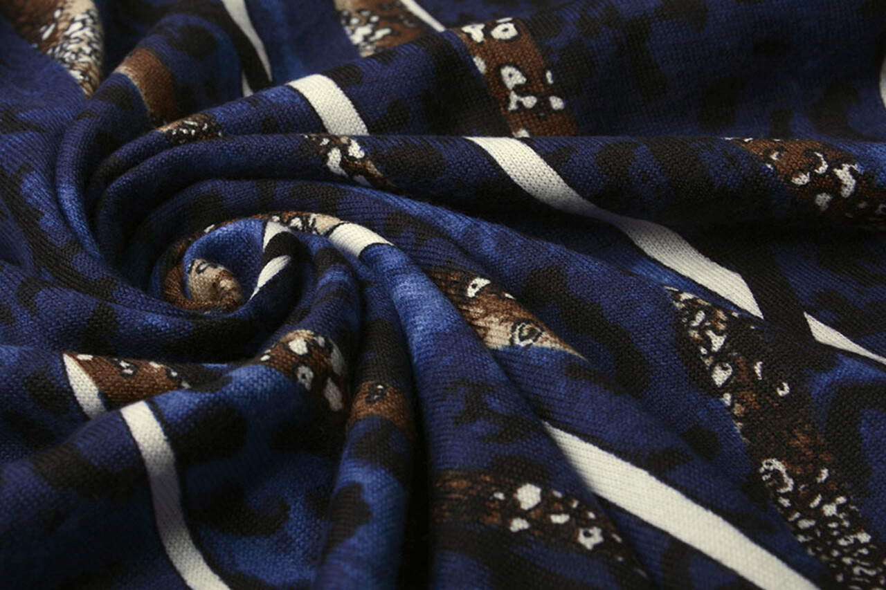 Jersey Fabric Panther Stripes Blue