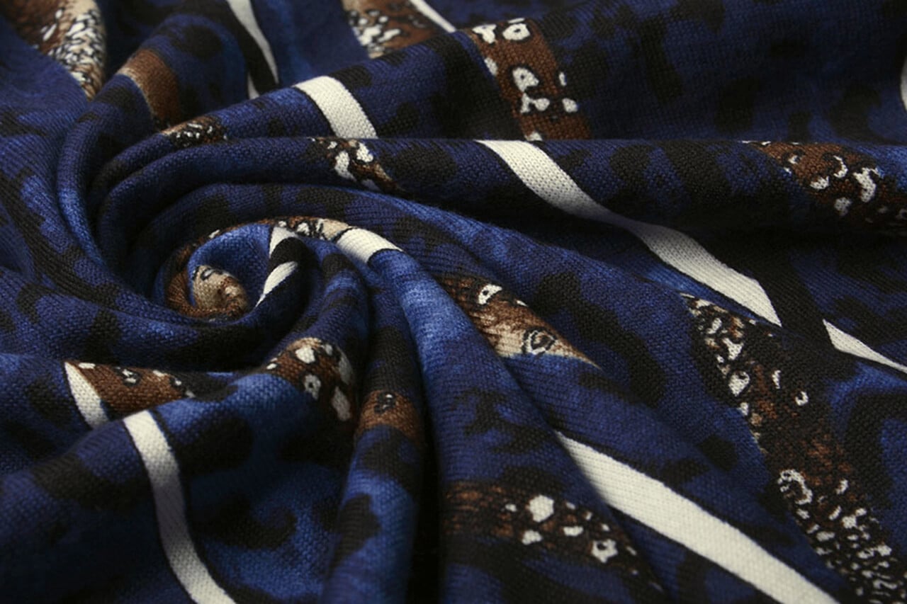 Jersey Tessuto Leopardo Righe Blu Jersey Tessuto Leopardo Righe Blu