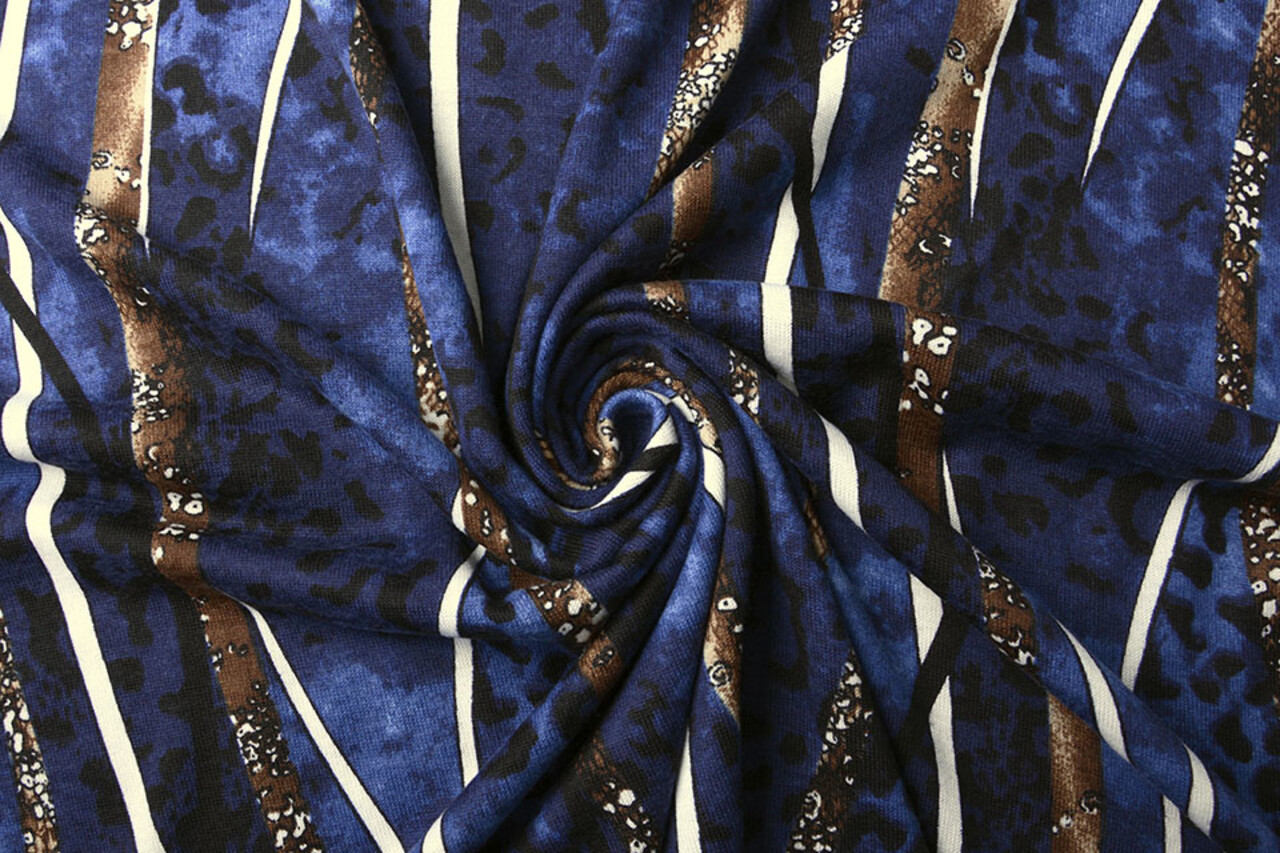 Jersey Fabric Panther Stripes Blue