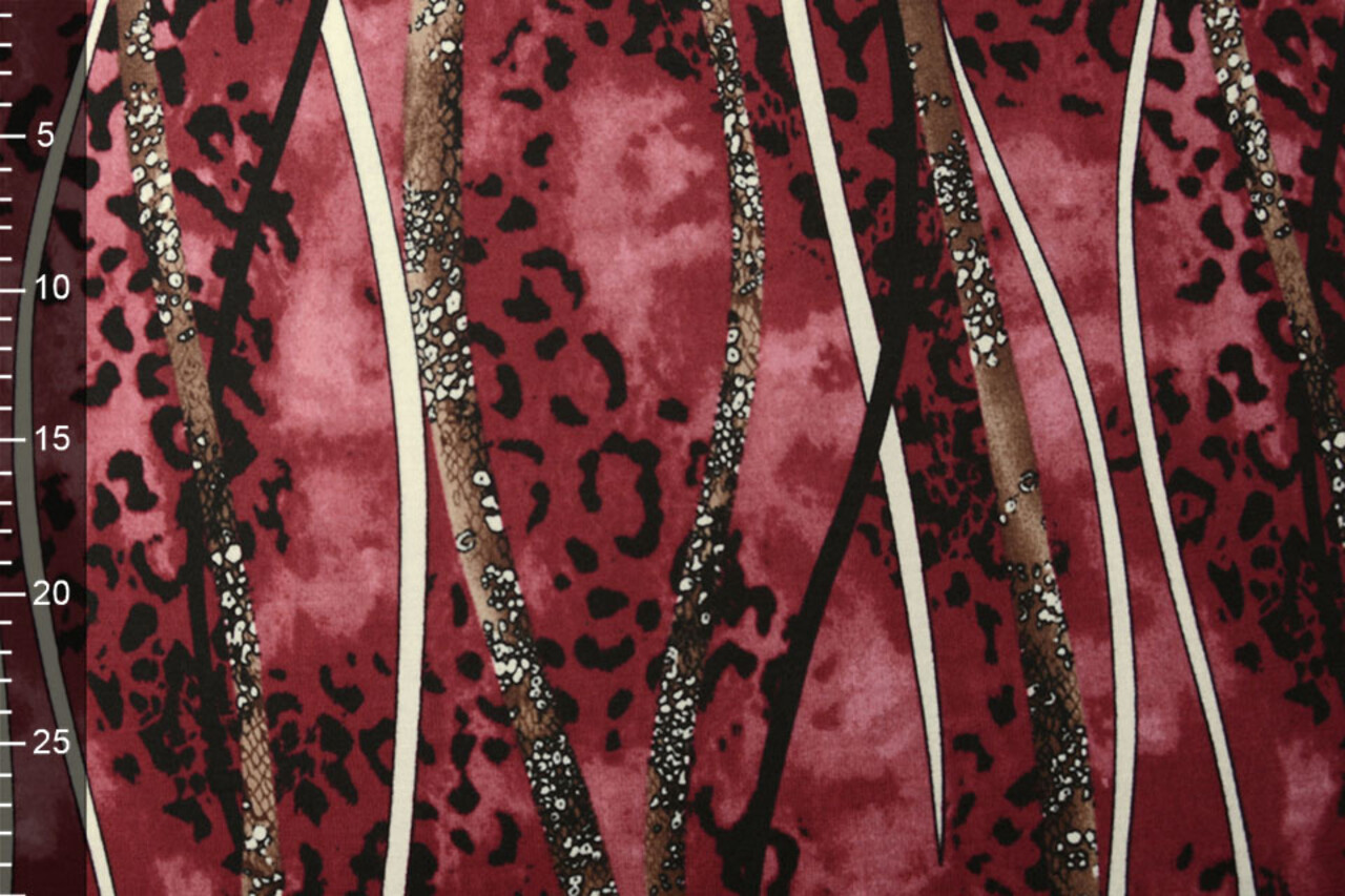 Jersey Fabric Panther Stripes Red