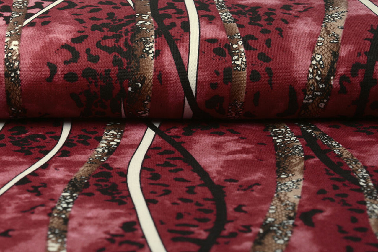 Jersey Fabric Panther Stripes Red