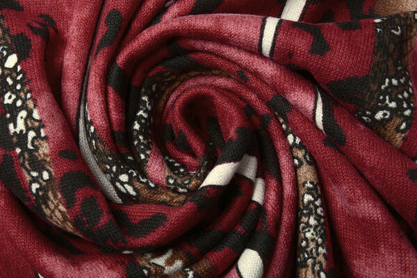 Jersey Tessuto Leopardo Righe Rosso