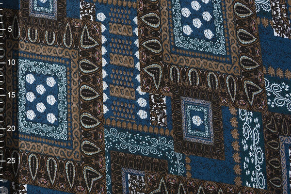 Jersey Stof Ornament Ahlat Blauw