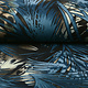 Jersey Fabric Leaves Blue