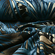 Jersey Fabric Leaves Blue