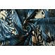 Jersey Tessuto Foglie Blu