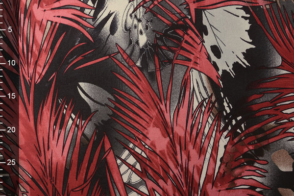 Jersey Fabric Leaves Red