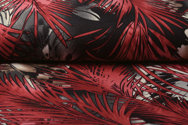 Jersey Fabric Leaves Red