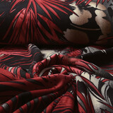 Jersey Tissu Feuilles Rouge