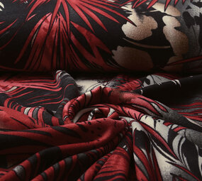 Jersey Fabric Leaves Red
