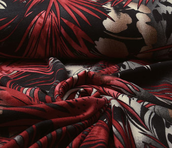 Jersey Fabric Leaves Red