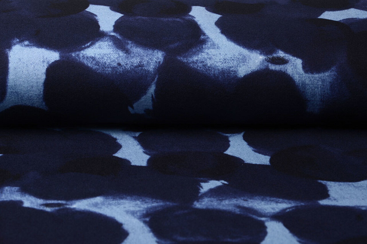 Jersey Fabric Painted Dots Blue