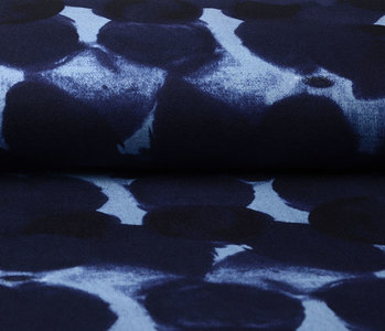 Jersey Fabric Painted Dots Blue