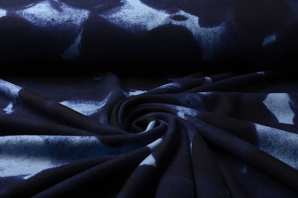 Jersey Tessuto Painted Pois Blu