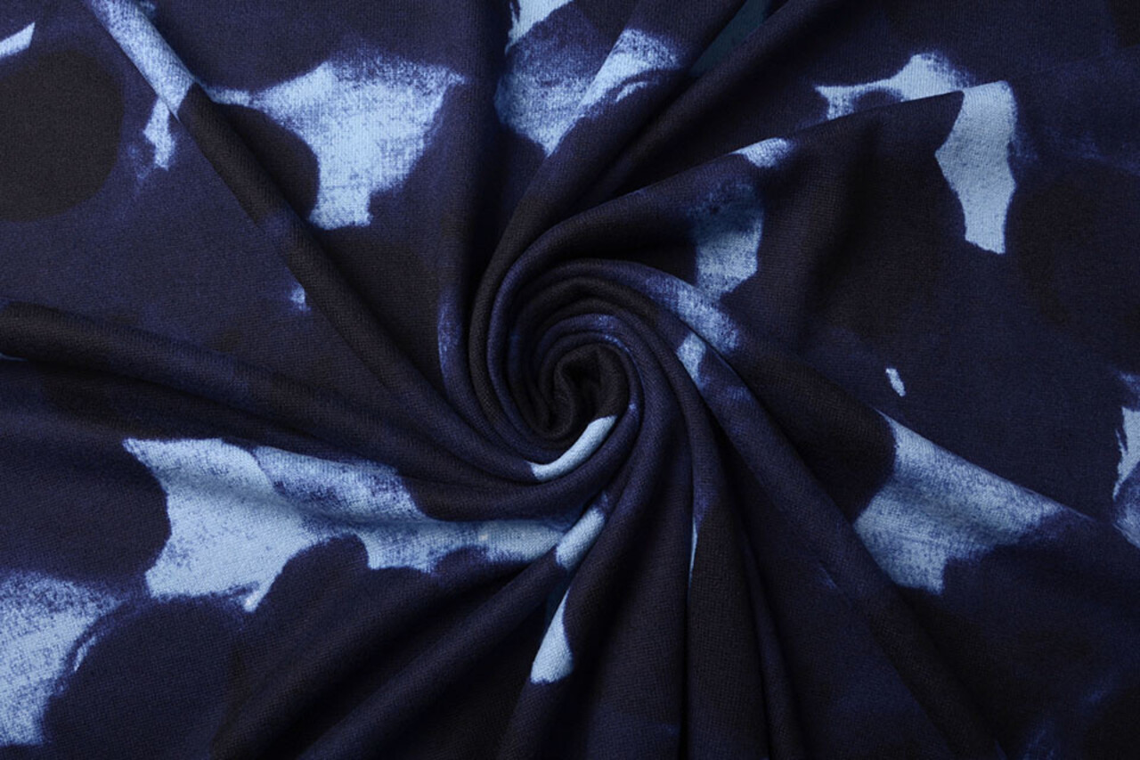Jersey Stof Painted Dots Blauw