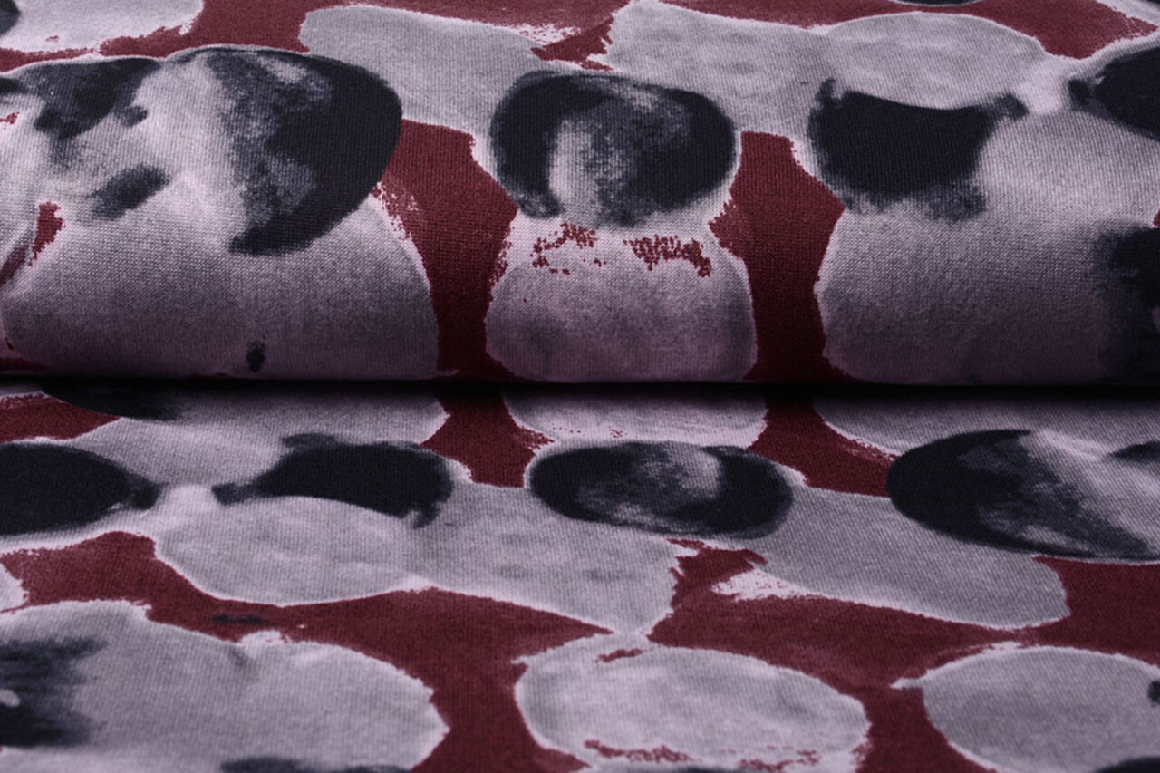 Jersey Fabric Painted Dots Red