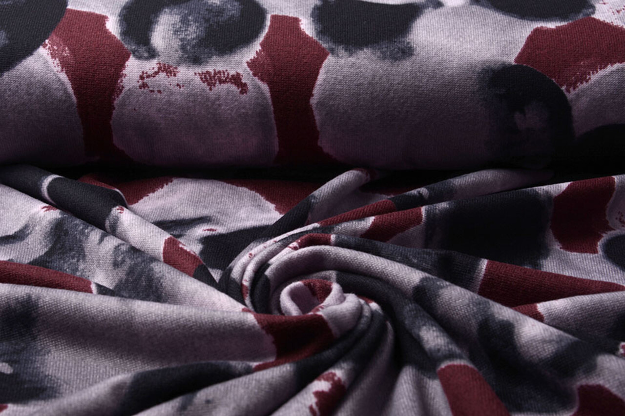 Jersey Stof Painted Dots Rood Jersey Stof Painted Dots Rood