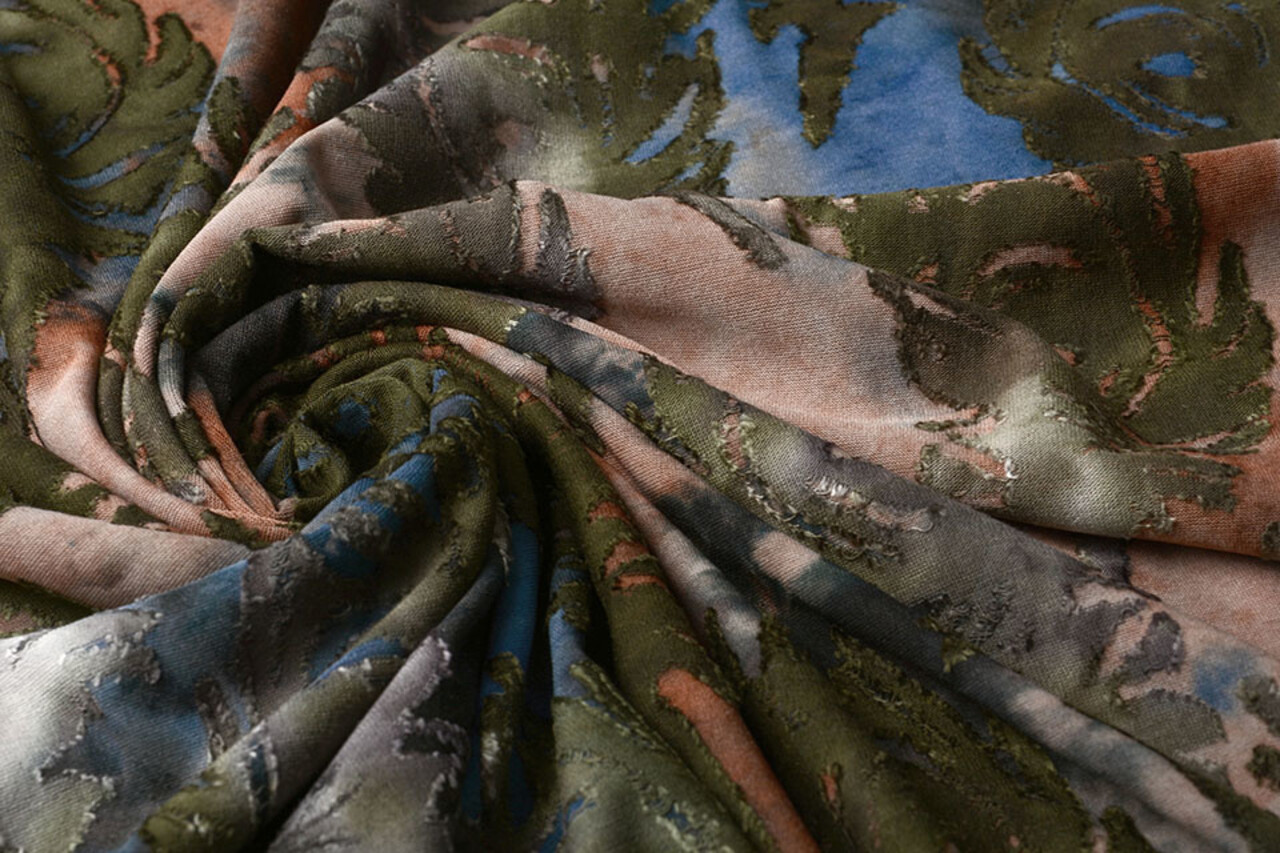 Oeko-Tex®  Tricot Viscose Tie Dye Oerbladeren