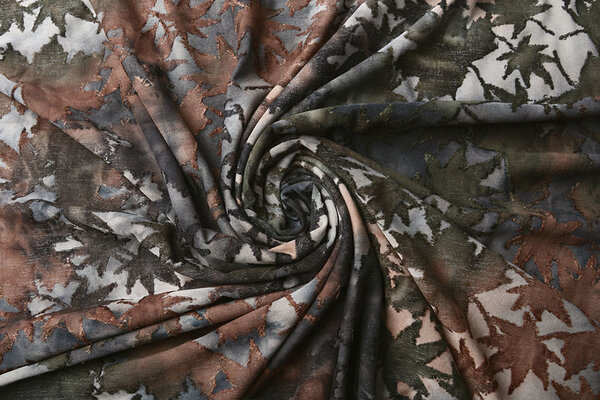 Oeko-Tex®  Tricot Viscose Tie Dye Esdoorn Bladeren