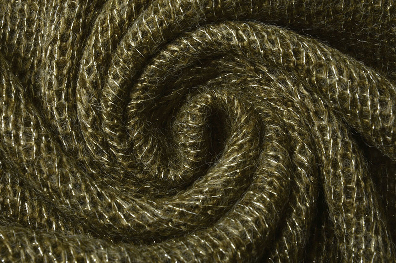 Gestrickter Wolle Lurex Armeegrün Gestrickter Wolle Lurex Armeegrün