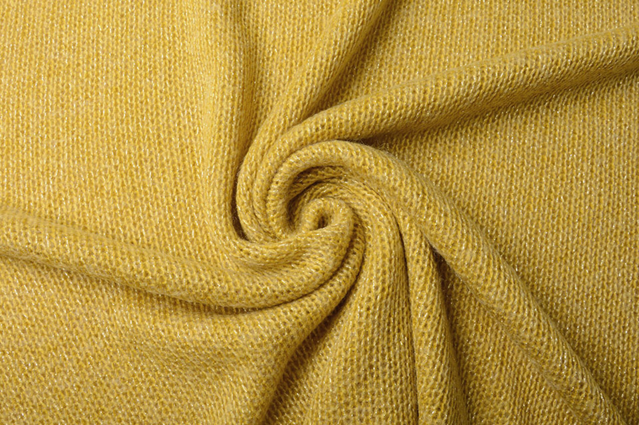 A Maglia di Lana Lurex Giallo Ocra A Maglia di Lana Lurex Giallo Ocra