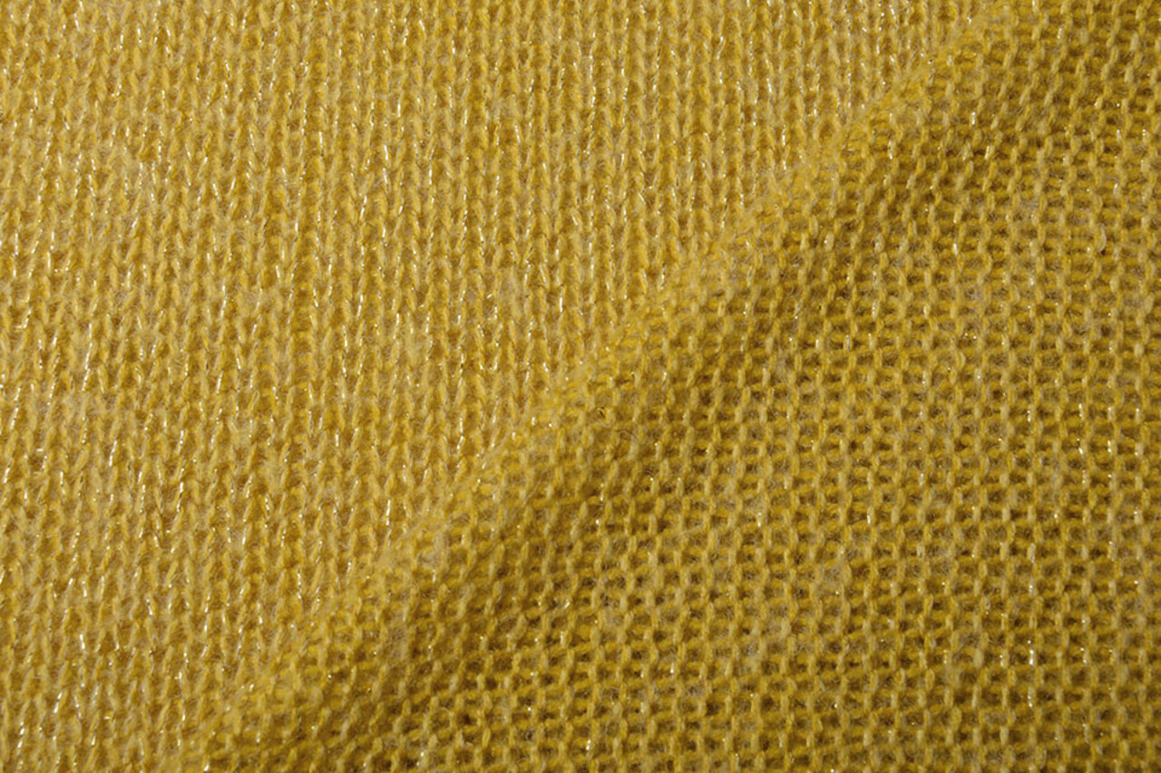 Tricoté Laine Lurex Ocre Jaune Tricoté Laine Lurex Ocre Jaune