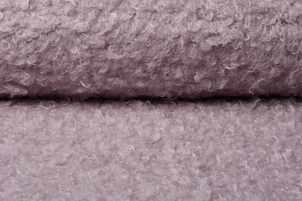 Wavy Curly Teddy Stof Oud Lila