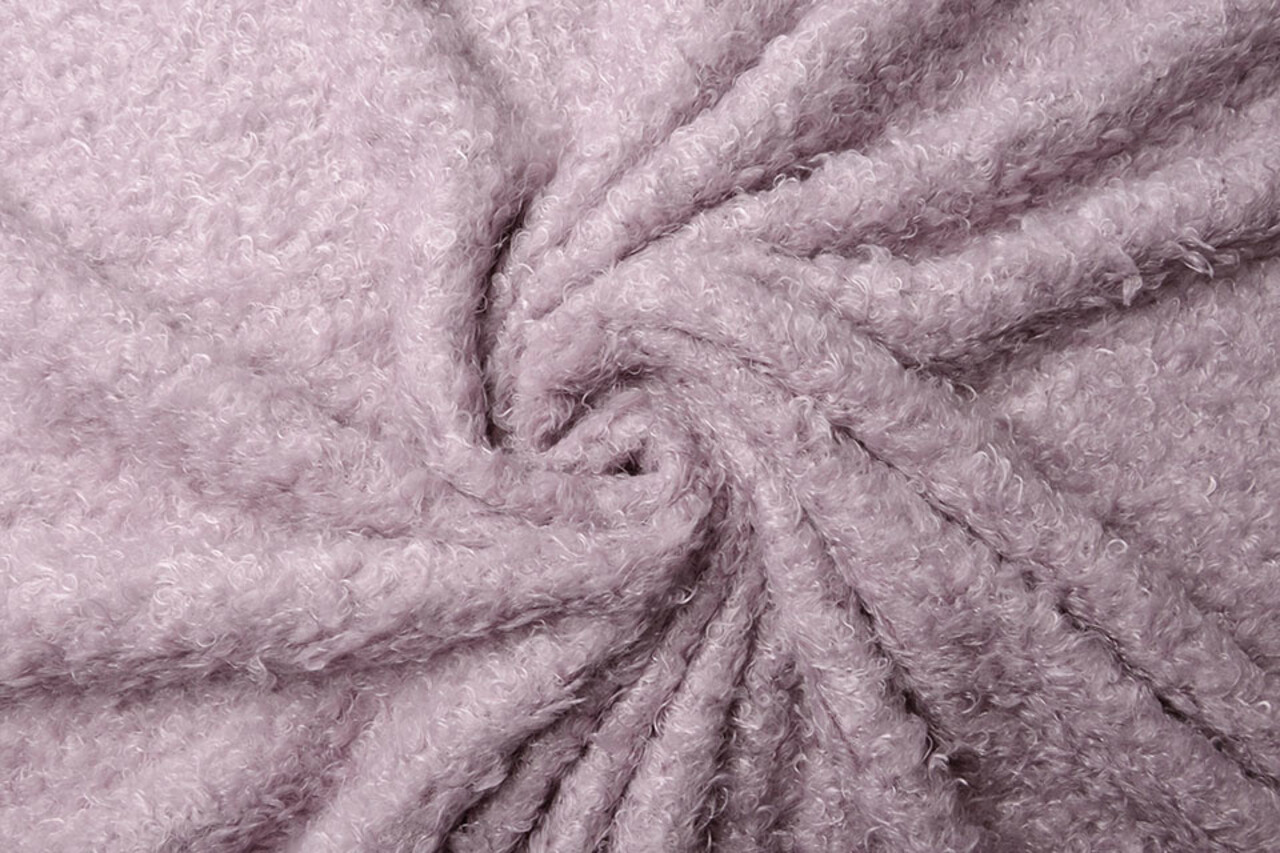 Wavy Curly Teddy Stof Oud Lila