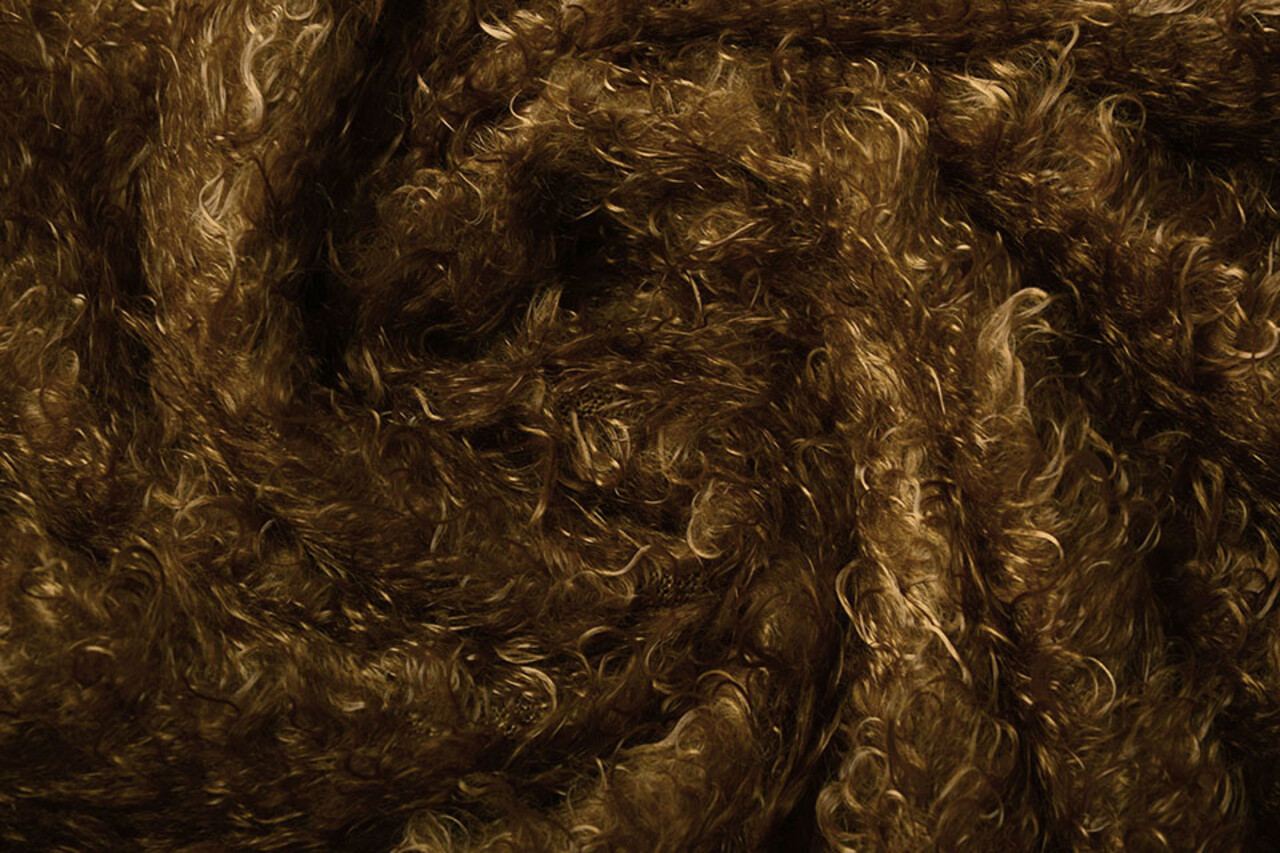 Wavy Curly Teddystoff Mokka Braun