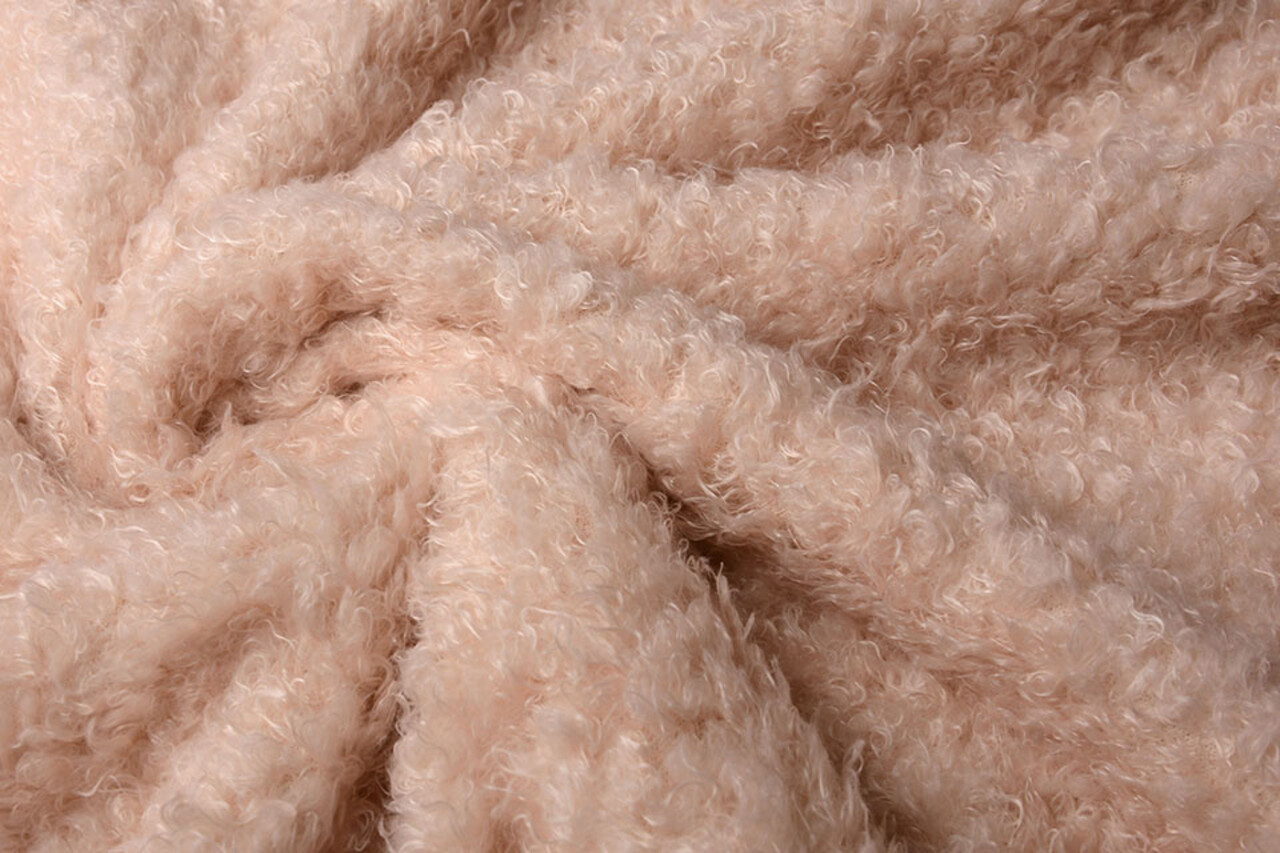 Wavy Curly Teddystoff  Pfirsich